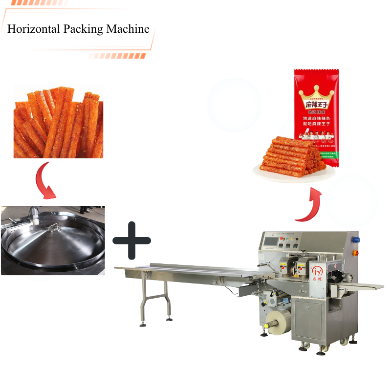 Machine d'emballage horizontale avec système d'alimentation automatique pour l'emballage de bandes épicées