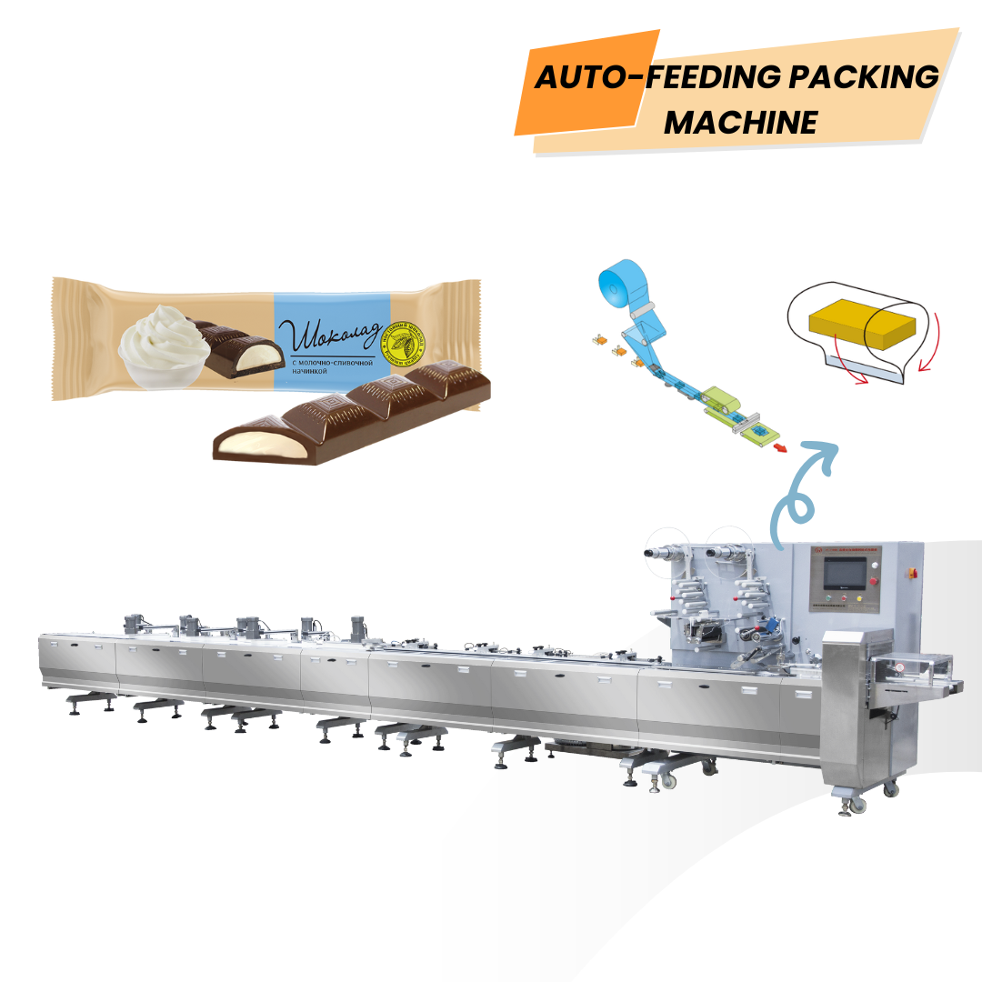 Machine à coussin Junyao pour l'emballage du chocolat – Machines d'emballage automatique avec ligne d'alimentation
