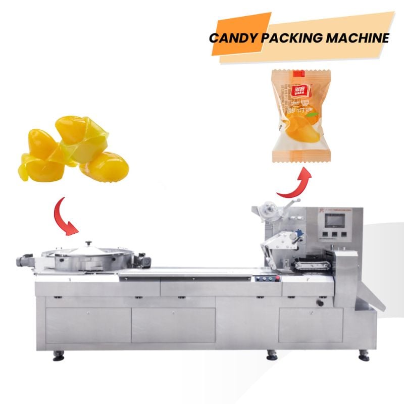 Machine d'emballage de bonbons de type oreiller pour gelée et bonbons mous à la mangue