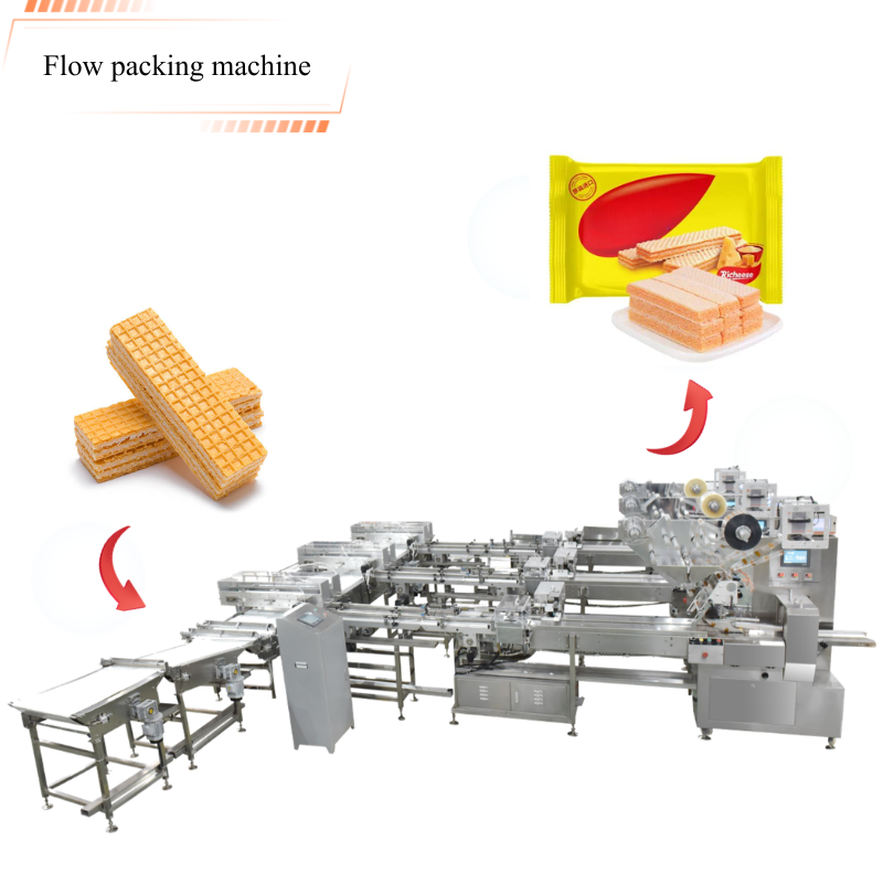 Machine d’emballage en coussin pour gaufrettes – Emballeuse familiale pour gaufrettes et biscuits – Machine d’emballage horizontale