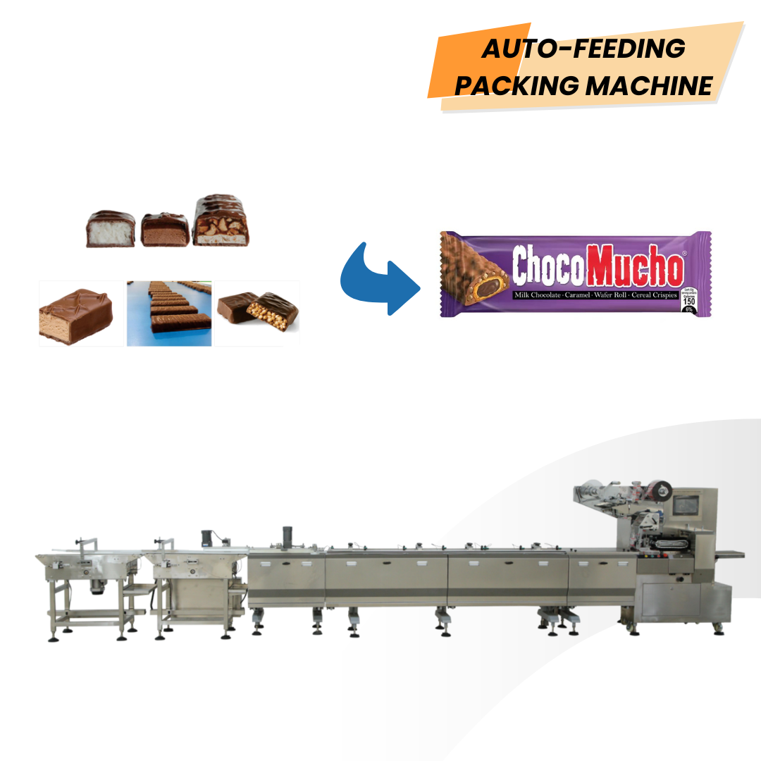 Machines d’emballage automatiques — Machine d’emballage en flux avec alimentation automatique pour biscuits — Ligne d’emballage pour produits de snack