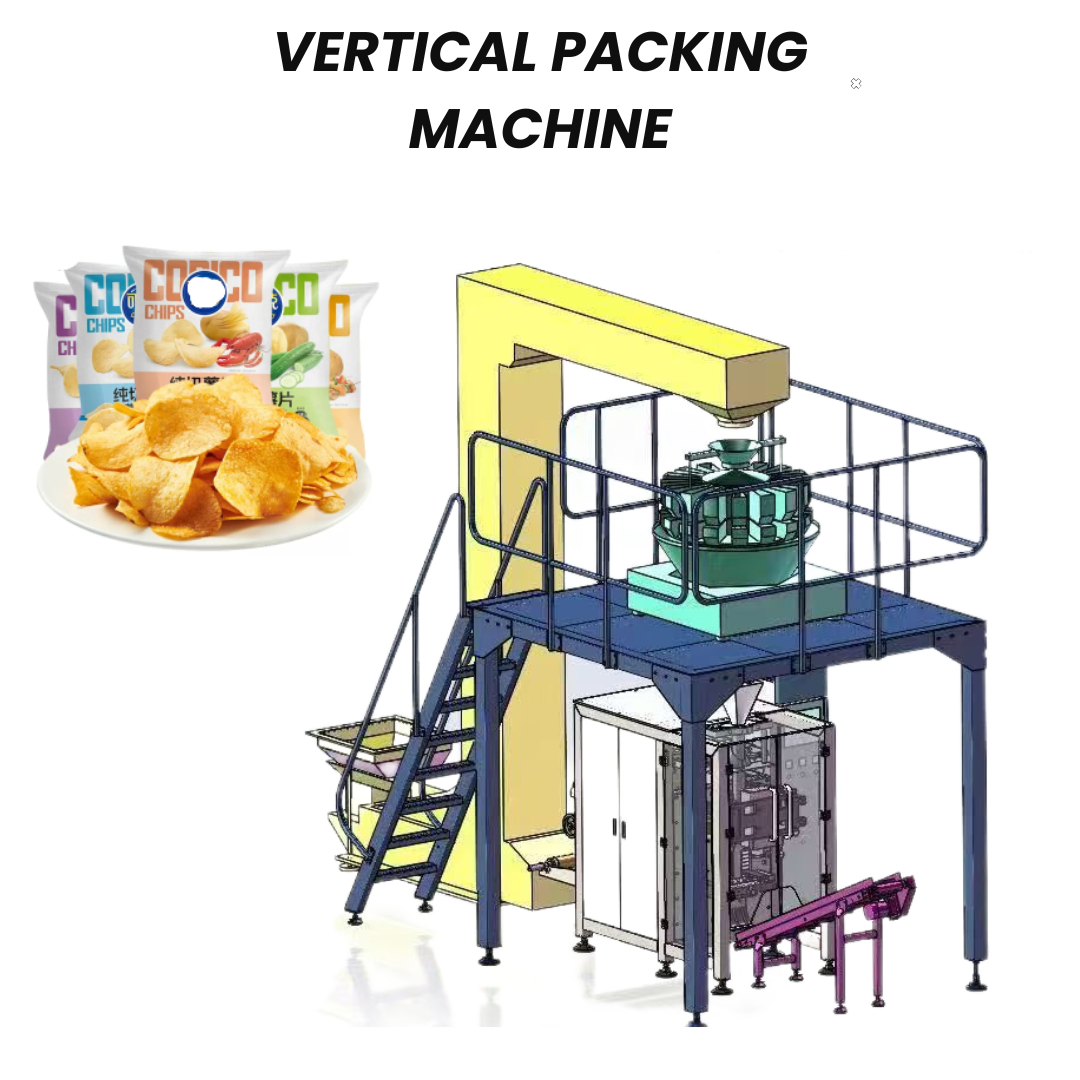 Máquina Automática de Embalagem Vertical com Enchimento e Balança Multicabeça para Lanches, Nozes e Grãos de Café
