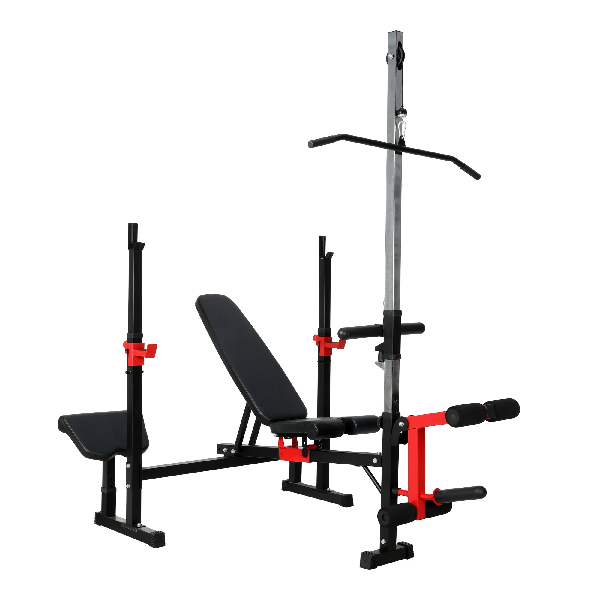 ES-5025 Adjustable High-pull Weight Bench with Barbell Rack for Home Fitness