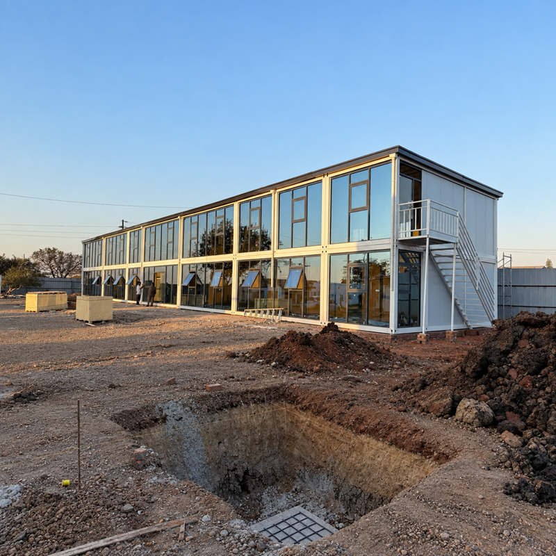 Edifício de Escritórios Pré-fabricado de Dois Andares com Acomodações para Funcionários