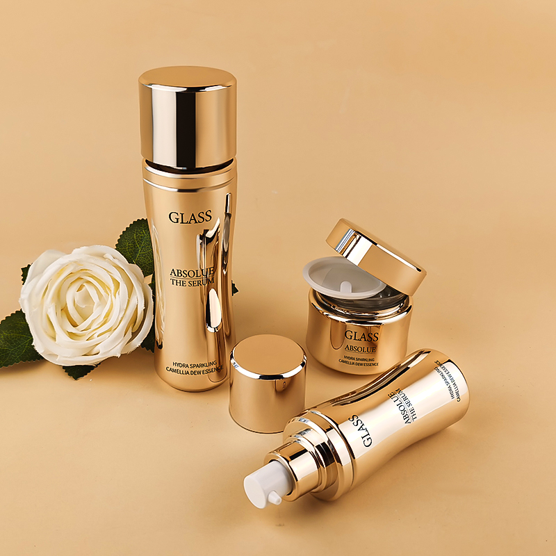Wholesale High End Luxury Gold Skin Care Glass Bottles HY-2455