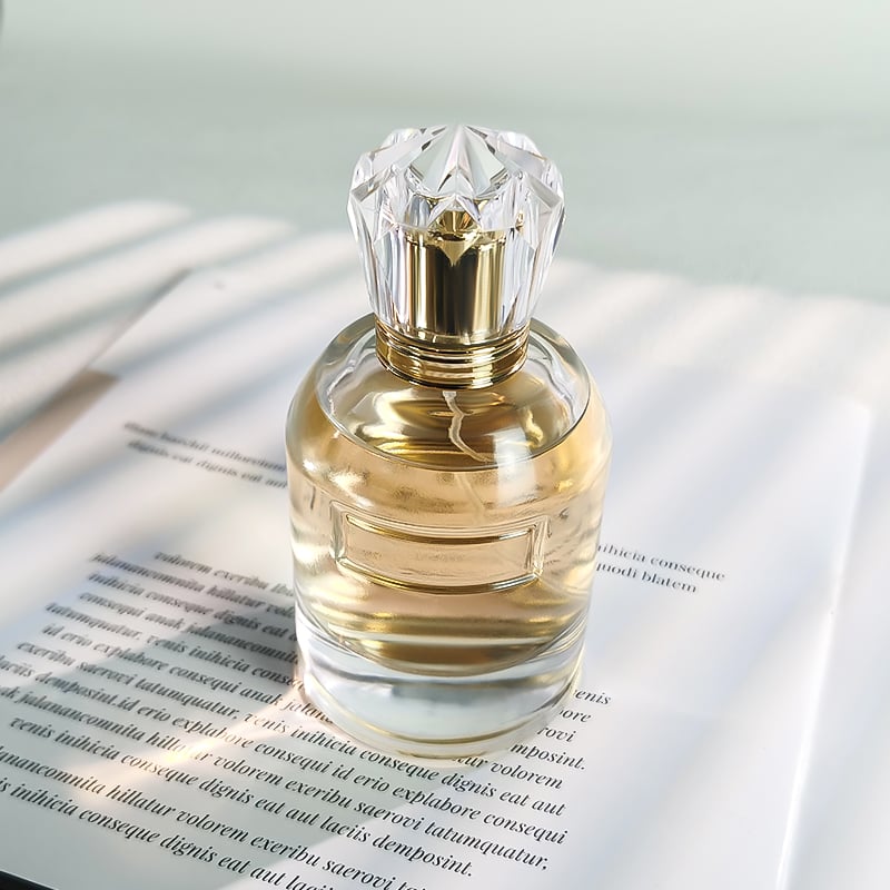 カスタム 高品質 ファッションシリンダー 豪華 100ml ラウンド ガラス香水ボトル アクリルキャップ付き
