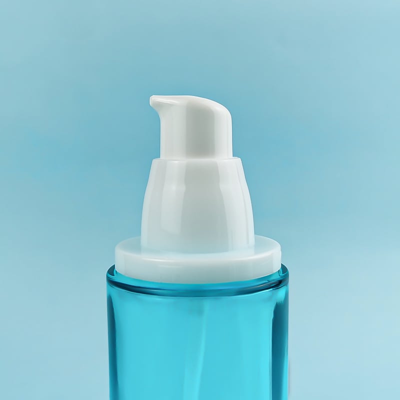 Custom Silk Print Blue Skincare Glass Lotion Bottle and Jar HY-2442