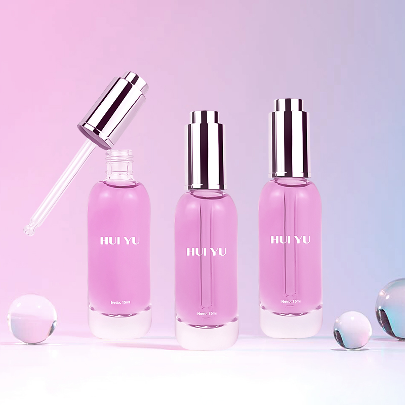 Wholesale Press Button Glass Dropper Bottle Empty Clear 15ml Serum Bottle with Dropper