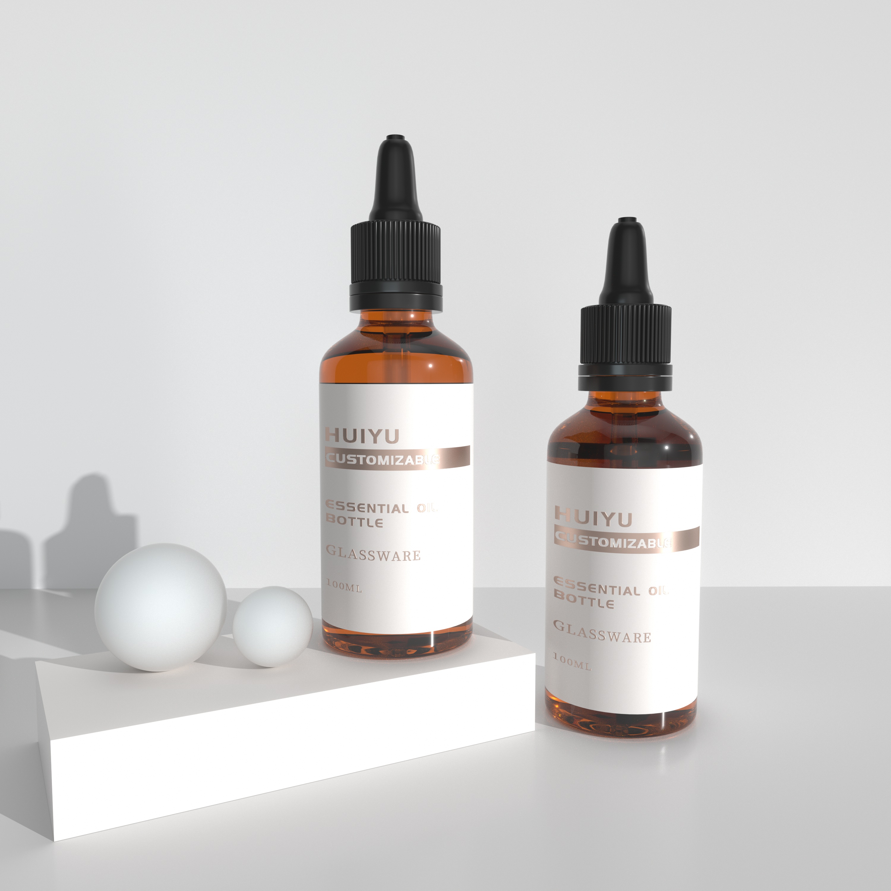 Brown Color Shading Glass Serum Bottle with Dropper