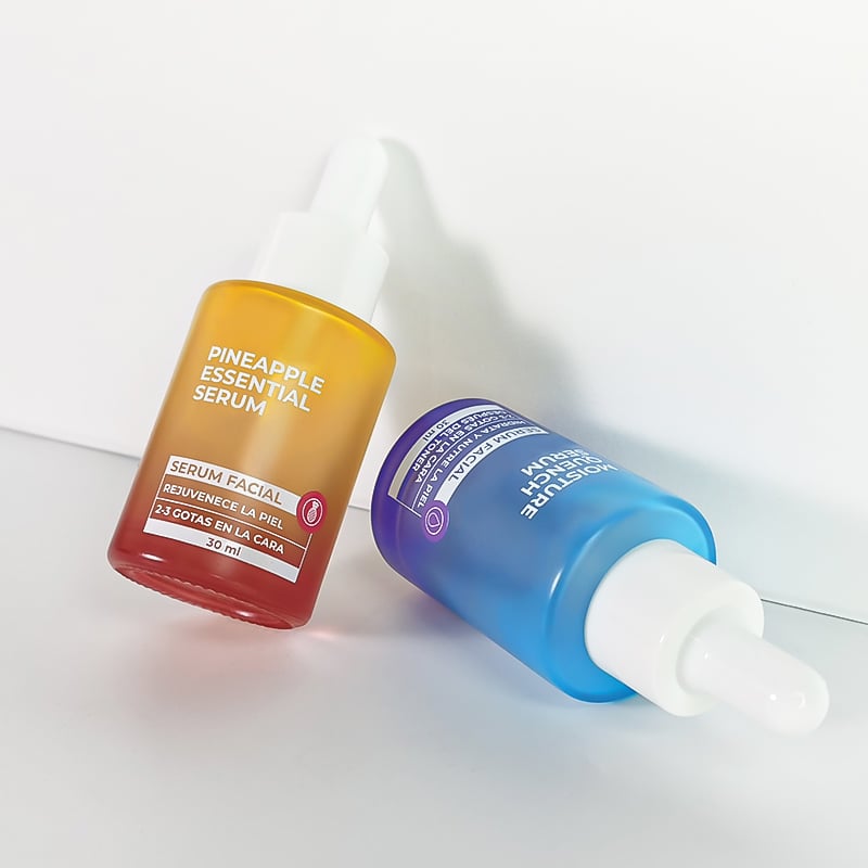 Colorful 30 ml Cosmetic Glass Serum Bottles with Dropper HY-2198