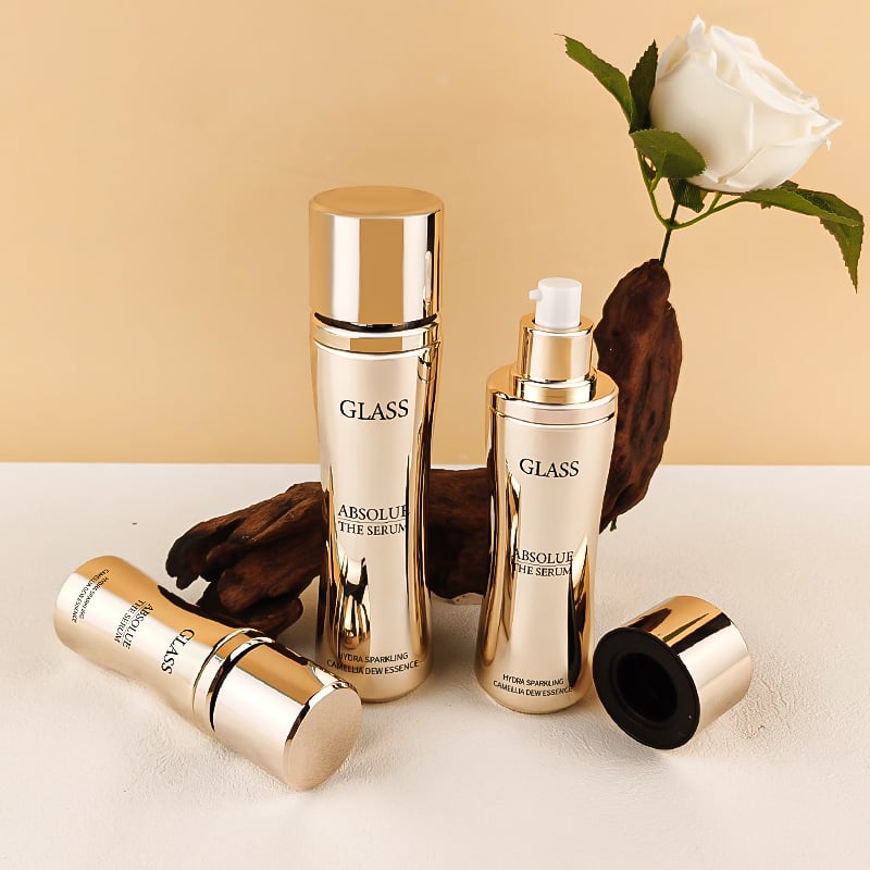 Wholesale High End Luxury Gold Skin Care Glass Bottles HY-2455