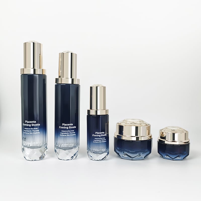 New Arrival Bottom Polka Dot Texture Cosmetic Bottle Blue Gradient Empty Vintage Straight Round Bottle HY-2481