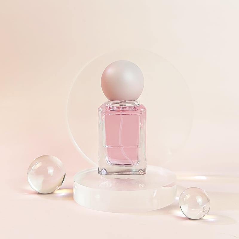 Empty Custom Logo Perfume Packaging Square Refillable 30 ml 50 ml Pink Glass Perfume Bottles