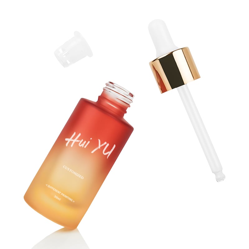 Flacon compte-gouttes en verre de 30 ml personnalisé, coloré, à épaule plate, vis avec bouchon incassable, emballage de sérum pour soins de la peau mat