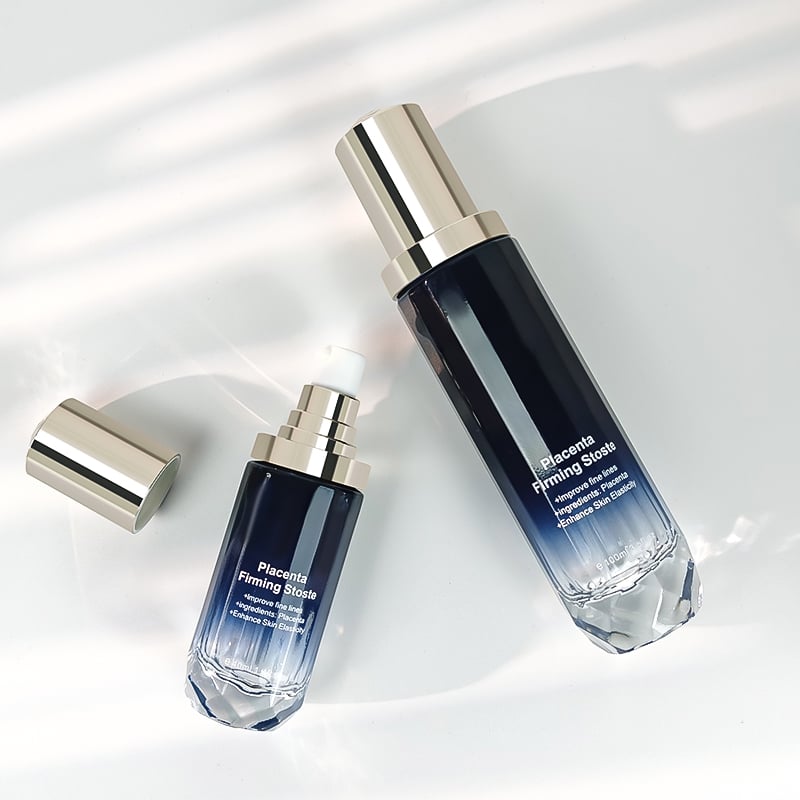 New Arrival Bottom Polka Dot Texture Cosmetic Bottle Blue Gradient Empty Vintage Straight Round Bottle HY-2481