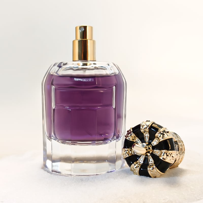 Luxury niyebe magandang disenyo makapal na ibabaw malinaw na batis na spray perfume bottle 100 ml HY-S012