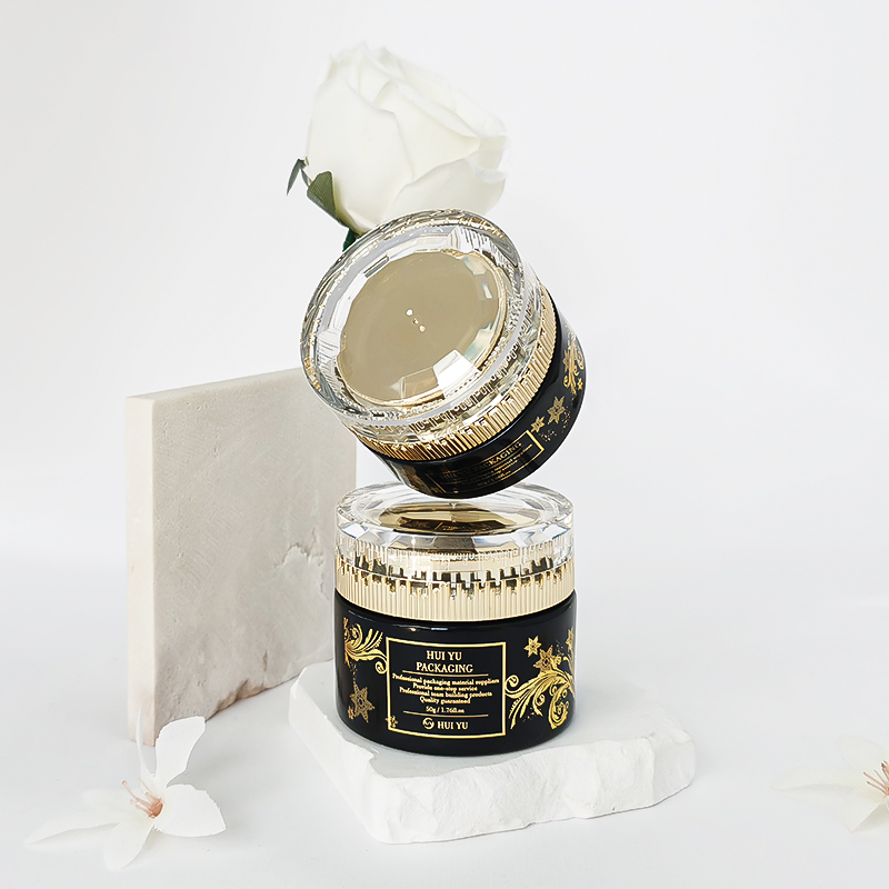 Black Gold Luxury Skin Care Cream Glass Jar 50g 30g Cosmetic Eye Cream Face Cream Containers With