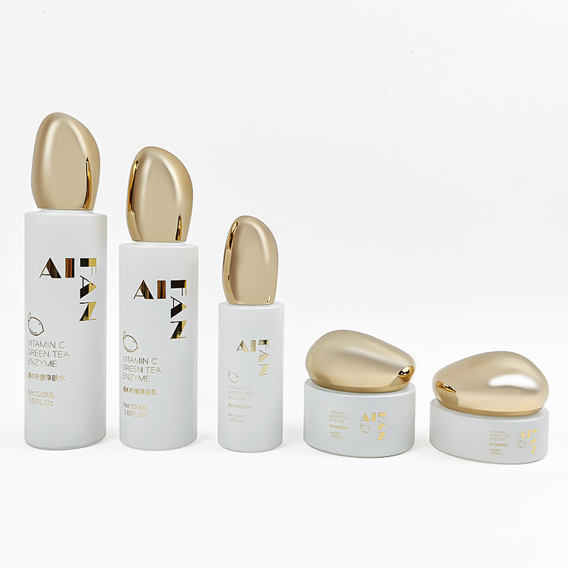 Hot sale luxury gold white matte frosted glass skin care lotion cream bottles HY-2464