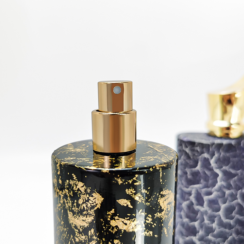 New Arrival Luxury Black Gold 100ml Perfume Spray Glass Bottle with Golden Cap HY-S039