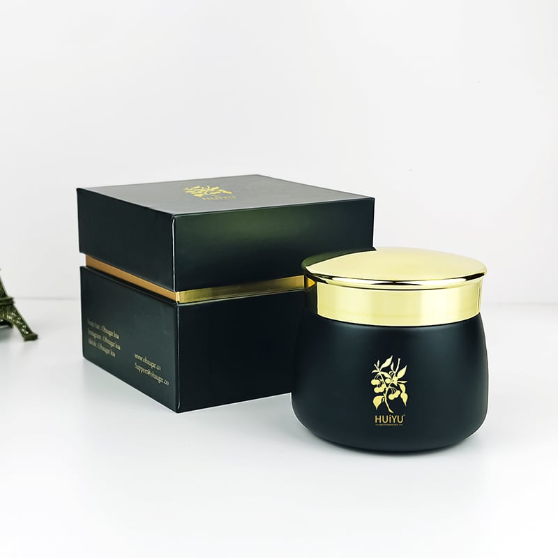 Luxury Gold Black Wide Mouth Skincare Cream Jar with Box HY-1865