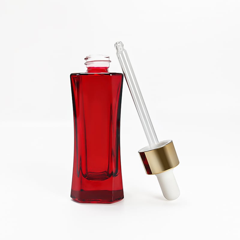 Red Unique Luxury Slim Skincare Serum Glass Bottle with Dropper HY-1907