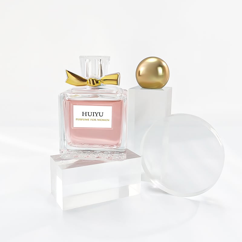 Factory wholesale luxury square 80ml woman perfume bottle with golden cap HY-S010 