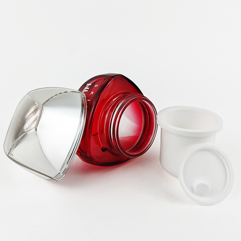 Attractive Red Gradient Face and Eye Cream Glass Jar Set HY-2450