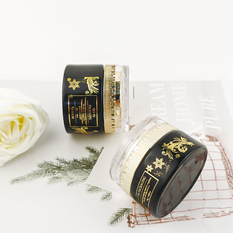 Black Gold Luxury Skin Care Cream Glass Jar 50g 30g Cosmetic Eye Cream Face Cream Containers With