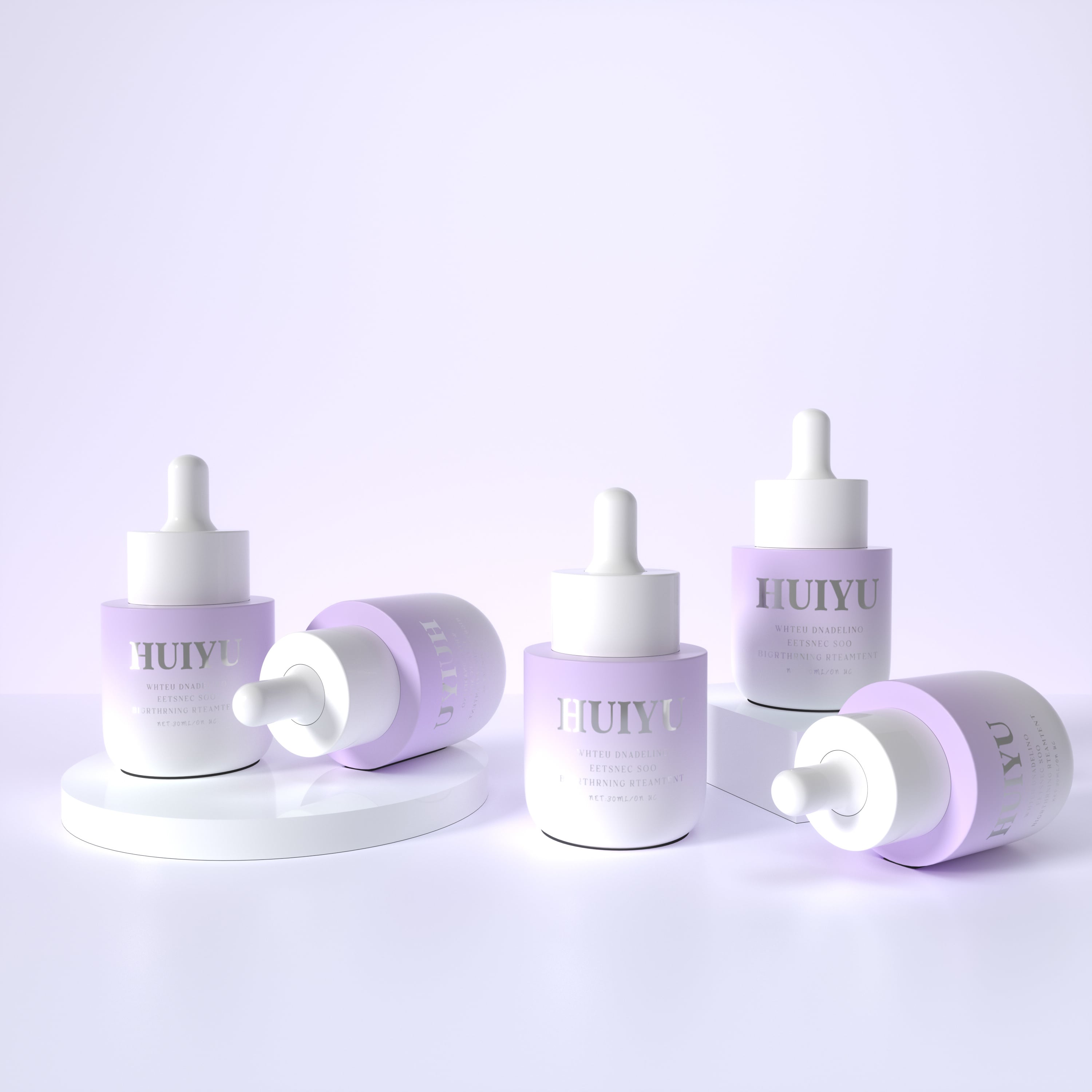 30ml Silver Stamping Purple Round Cosmetic Glass Dropper Bottle