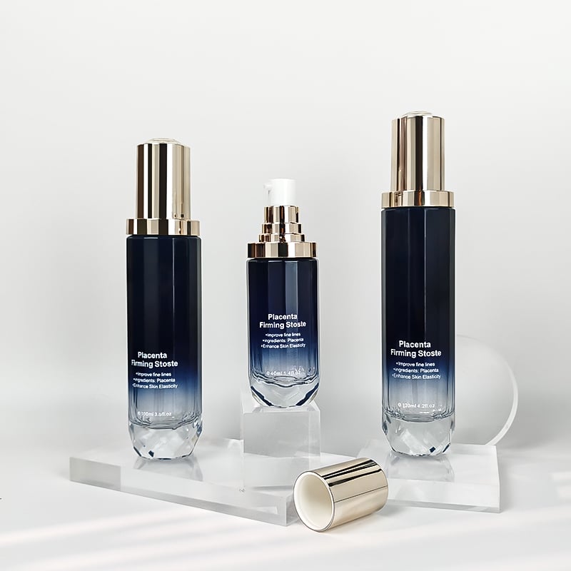 New Arrival Bottom Polka Dot Texture Cosmetic Bottle Blue Gradient Empty Vintage Straight Round Bottle HY-2481