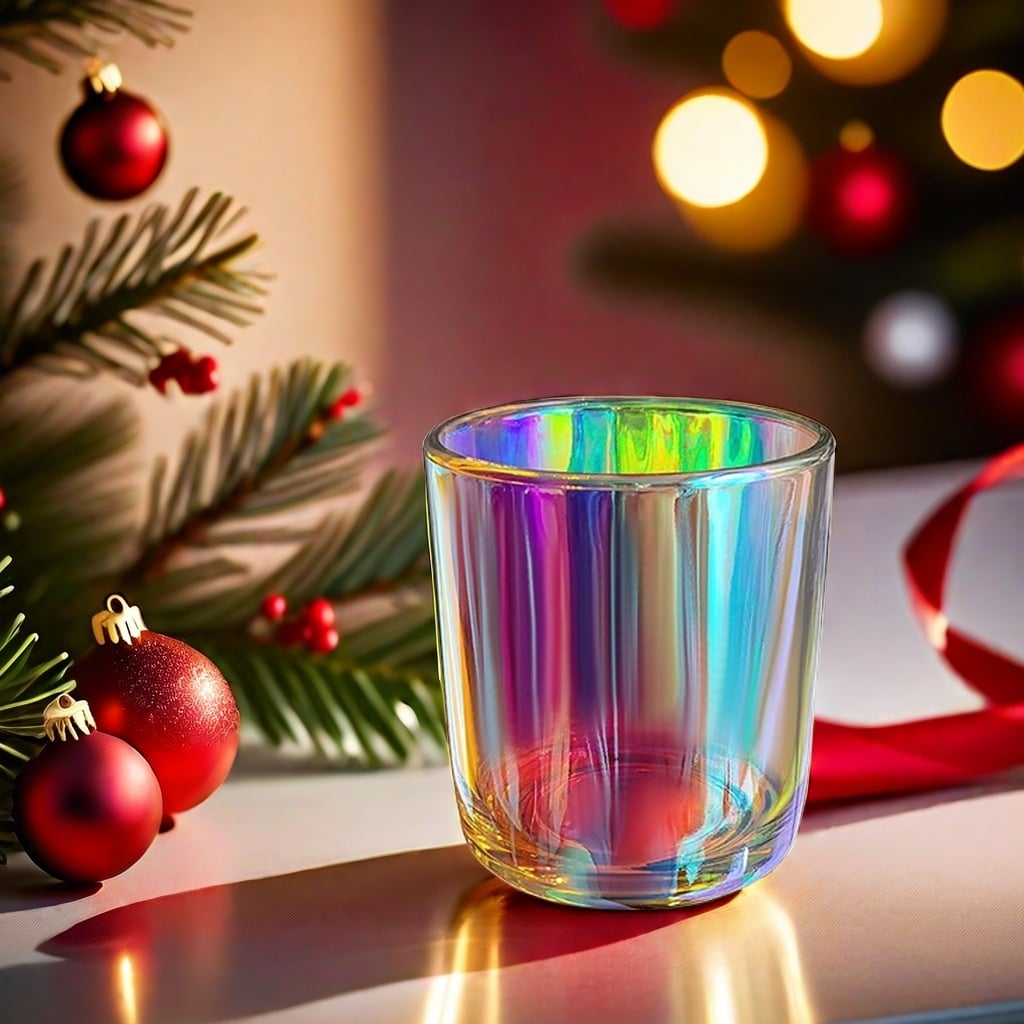 Custom festival decoration unique iridescent colored luxury glass candle jar with lids