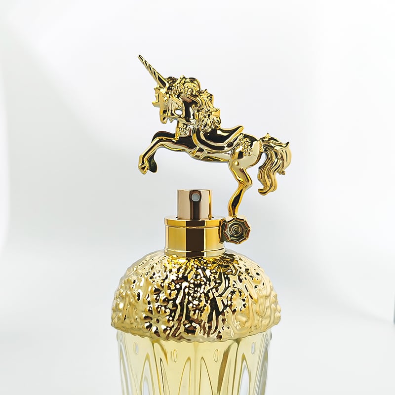 Eco-friendly Refillable Luxury Unique Perfume Bottles with Golden Cap 50ml 80ml Clear Perfume Glass Bottle