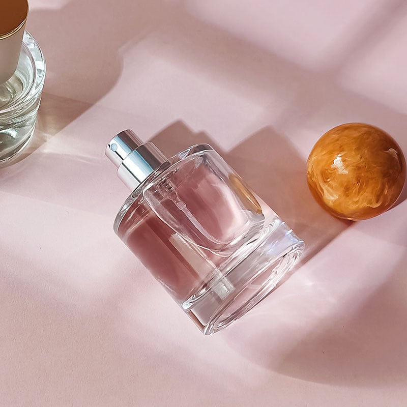 Silk print eco-friendly clear 30ml thick bottom glass perfume spray bottles
