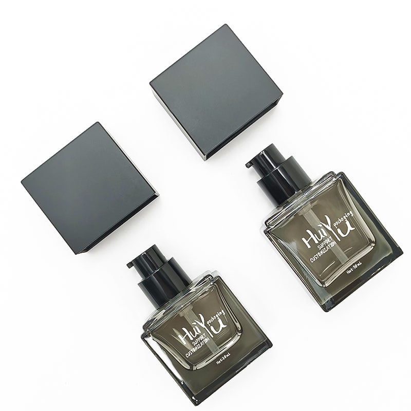 Custom Logo 20ml 30ml 50ml Makeup Refillable Leak-proof Square Glass Foundation Bottle with Pump