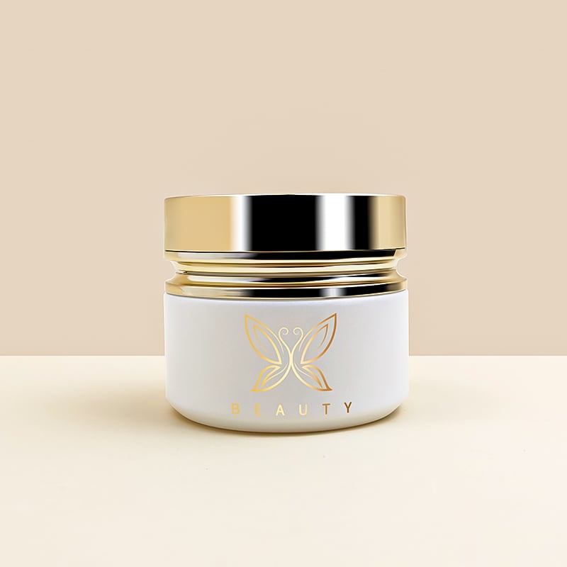 Luxury Golden Cap White Glass Gold Stamping Skincare Cream Container 50g