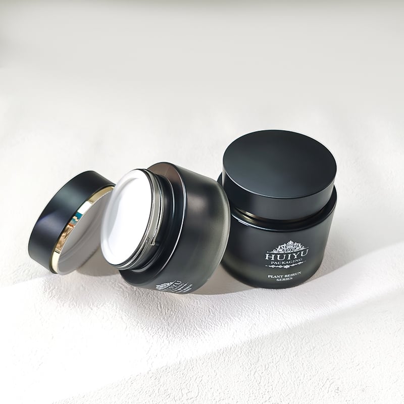 Empty 120ml 100ml 50ml 30ml black glass gradient face care emulsion bottles with pump HY-2465