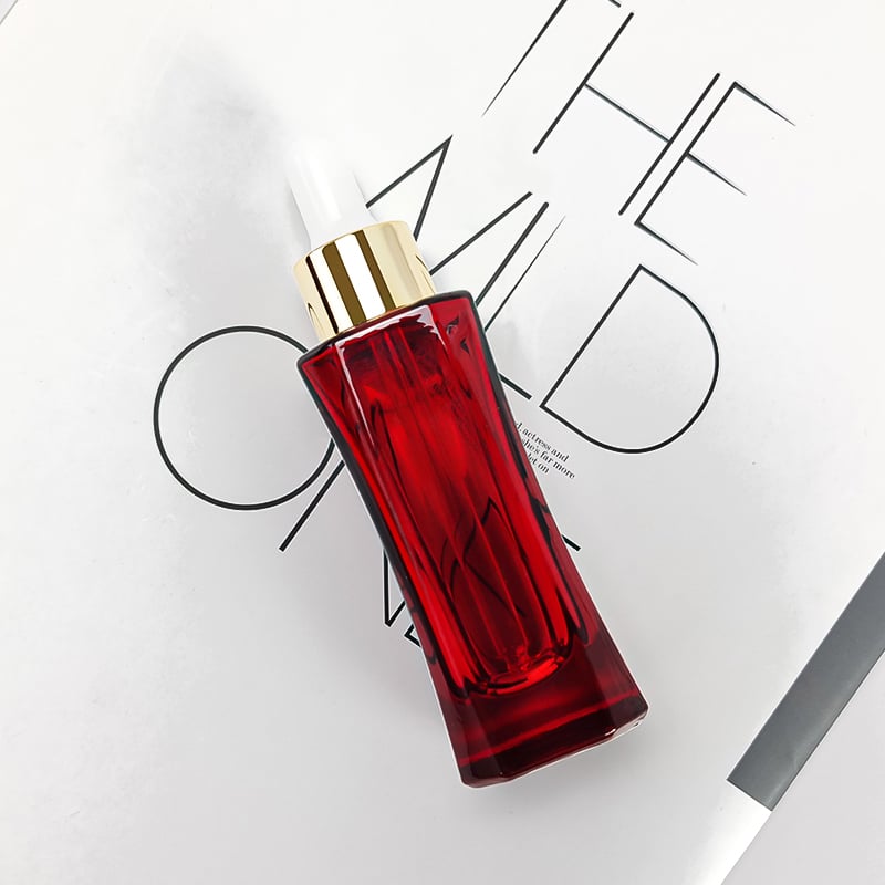 Red Unique Luxury Slim Skincare Serum Glass Bottle with Dropper HY-1907