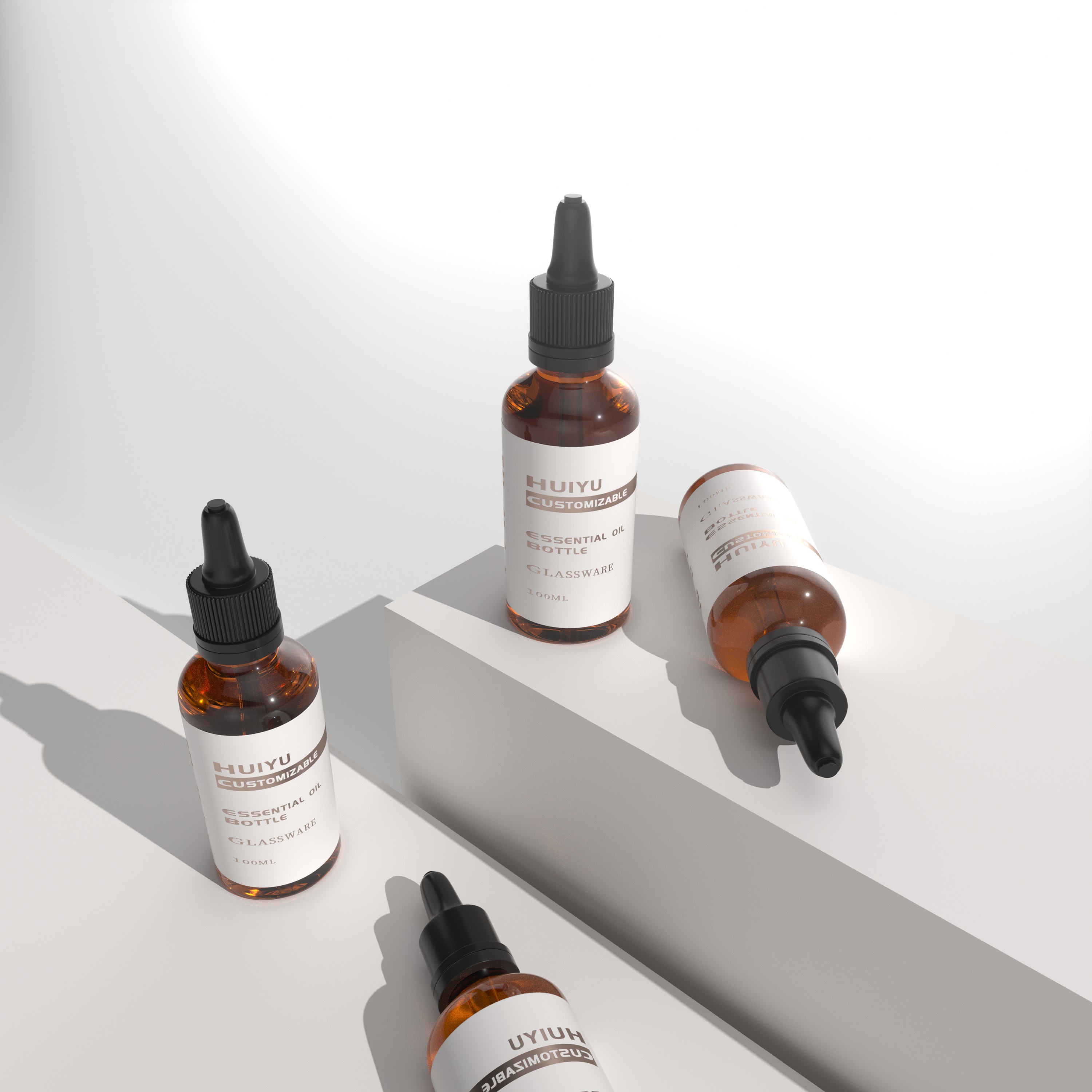 Brown Color Shading Glass Serum Bottle with Dropper