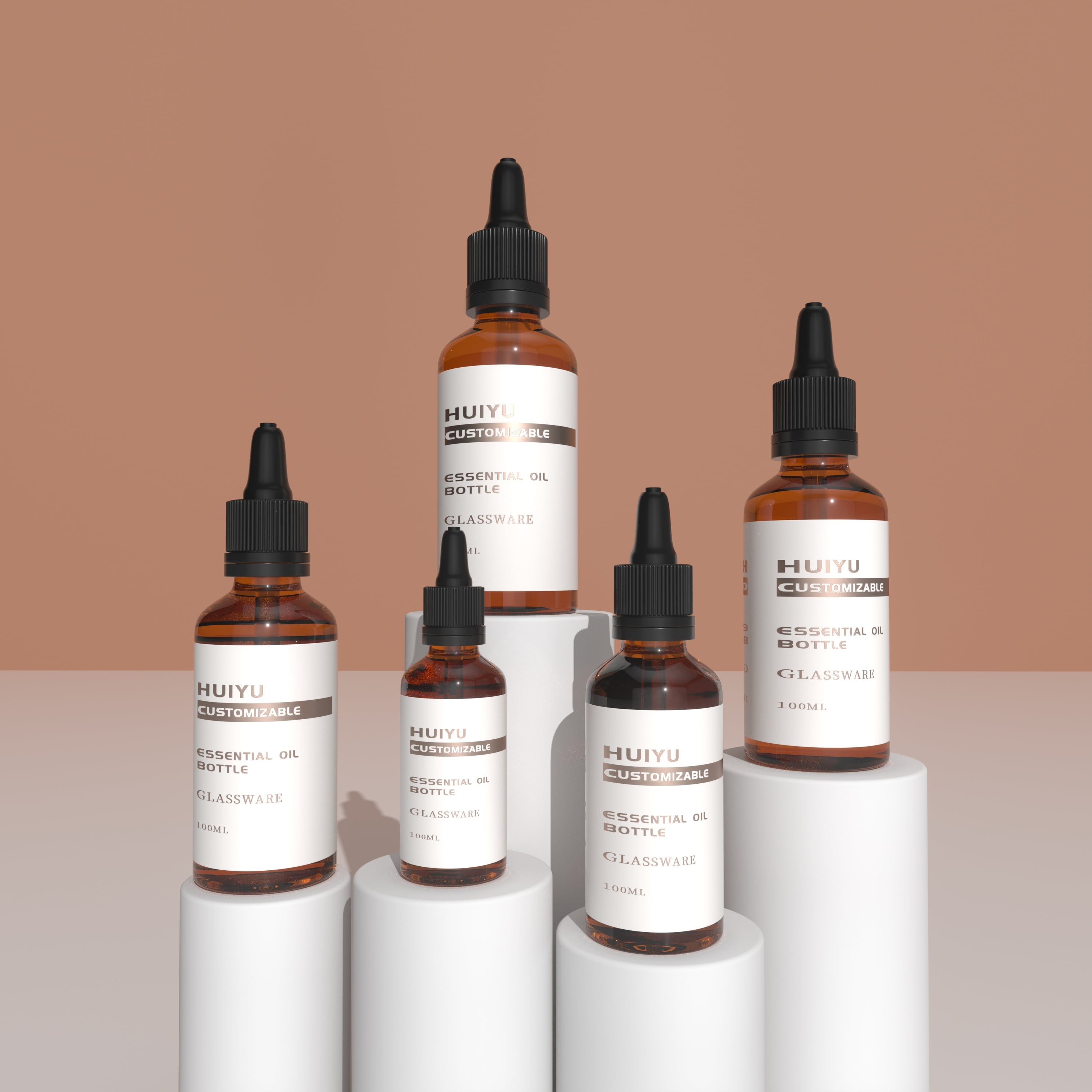 Brown Color Shading Glass Serum Bottle with Dropper
