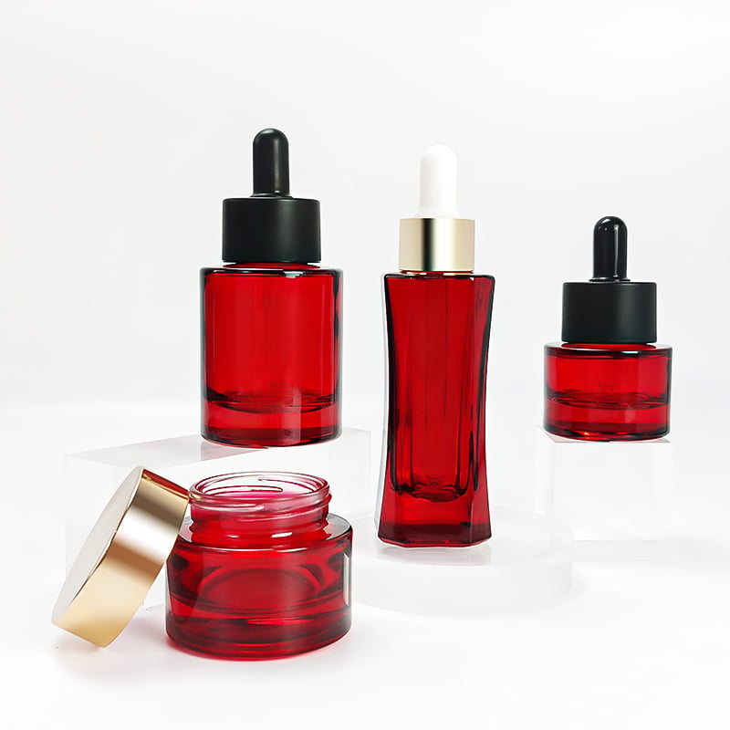 Red Unique Luxury Slim Skincare Serum Glass Bottle with Dropper HY-1907