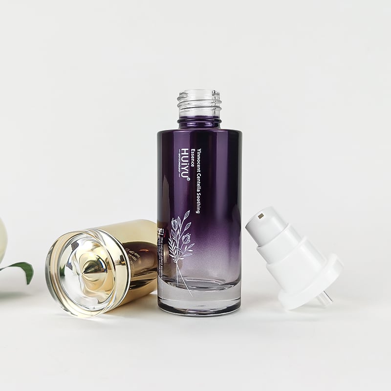 Cosmetic Bottle Manufacturers 5pcs Purple cosmetic glass bottle set HY-2462