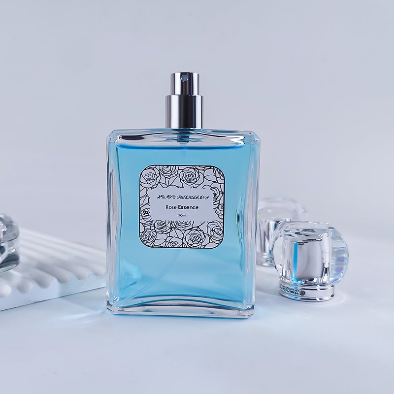 Custom 100ml Transparent Square Glass Perfume Bottle HY-S003