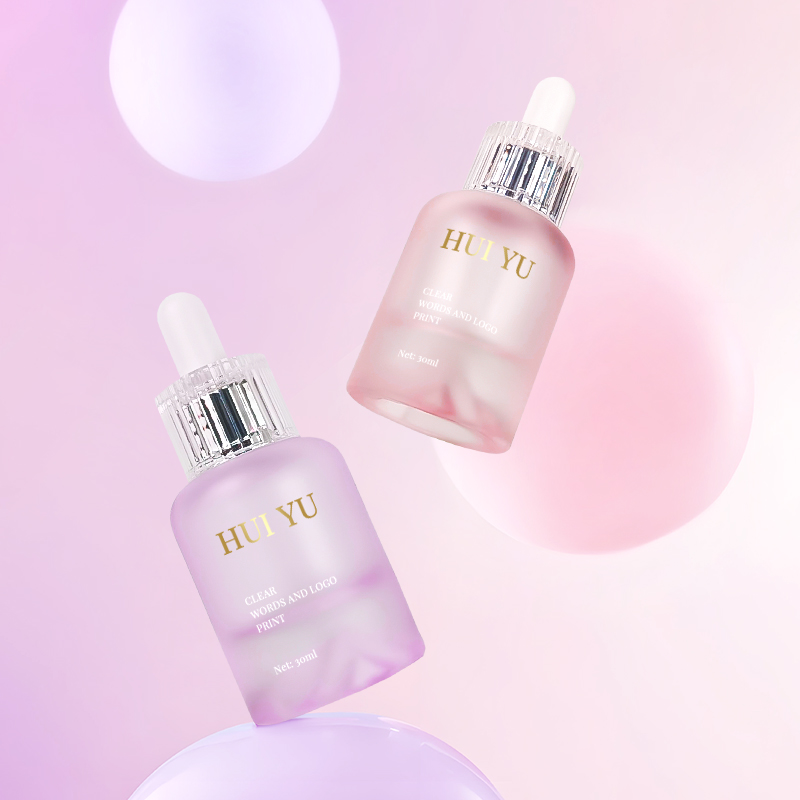 New Design Thick Mountain Bottom Pink Luxury Dropper Bottles 30ml Cosmetic Essential Oil Serum and Hair Oil Bottle with Box