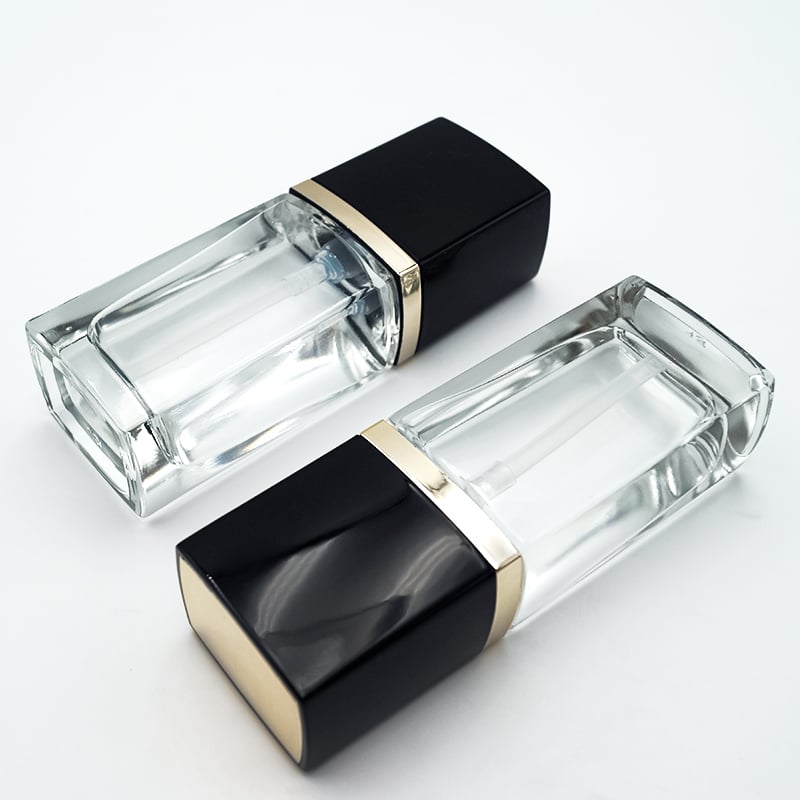 30ml Transparent Flat Luxury Foundation Lotion Bottle With Pump Cover Beauty Cosmetic Glass Bottle Skin Care Packaging