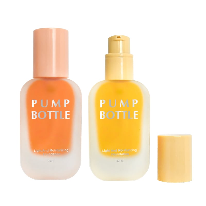 Luxus kosmetikai emulziós csomagolás sík újratöltött mat szivárványos üveg pamutó palack 30ml