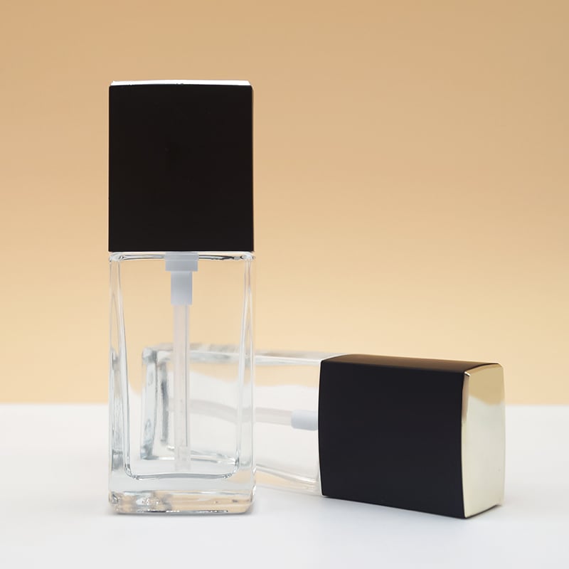 Custom Made Factory Sold Liquid Foundation Bottle Foundation Bottle with Pump Black Square Glass Foundation Bottle