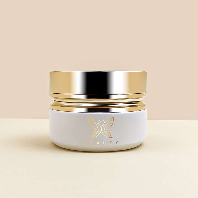 Luxury Golden Cap White Glass Gold Stamping Skincare Cream Container 50g