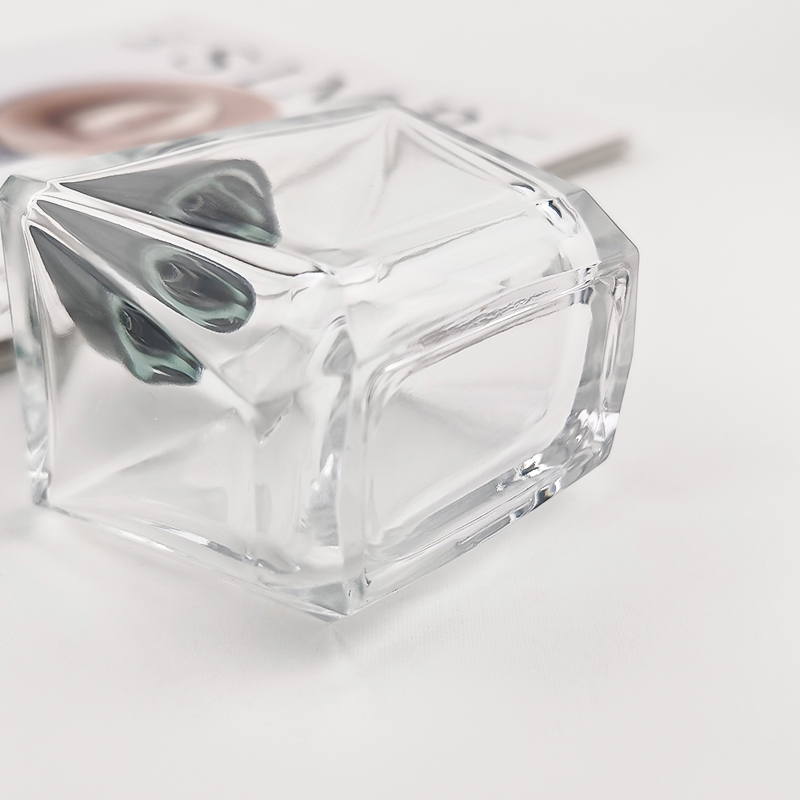Clear Square Wooden Cap Perfume Glass Bottle HY-S001