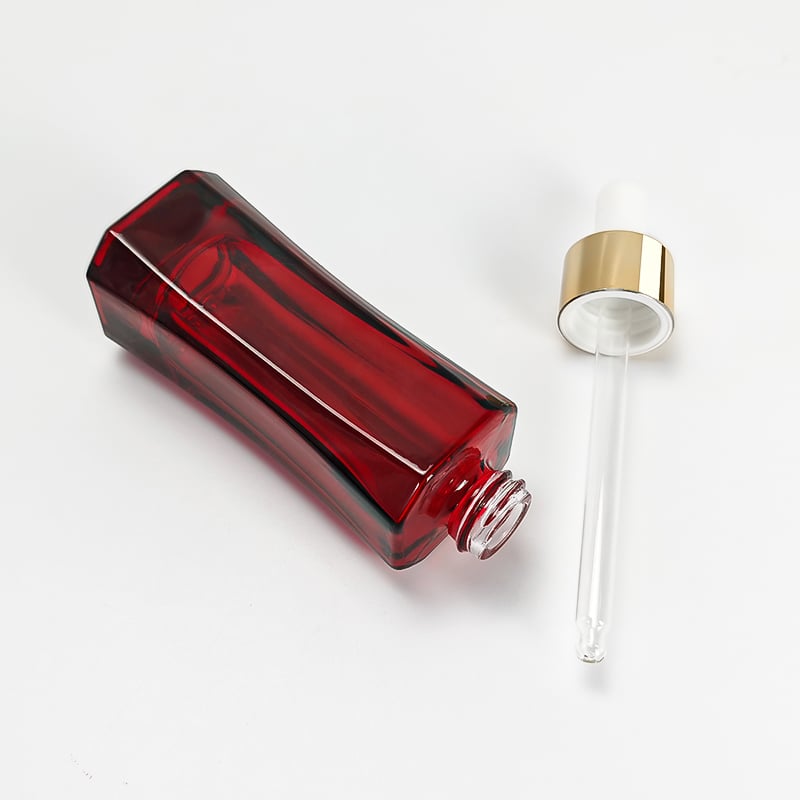 Red Unique Luxury Slim Skincare Serum Glass Bottle with Dropper HY-1907