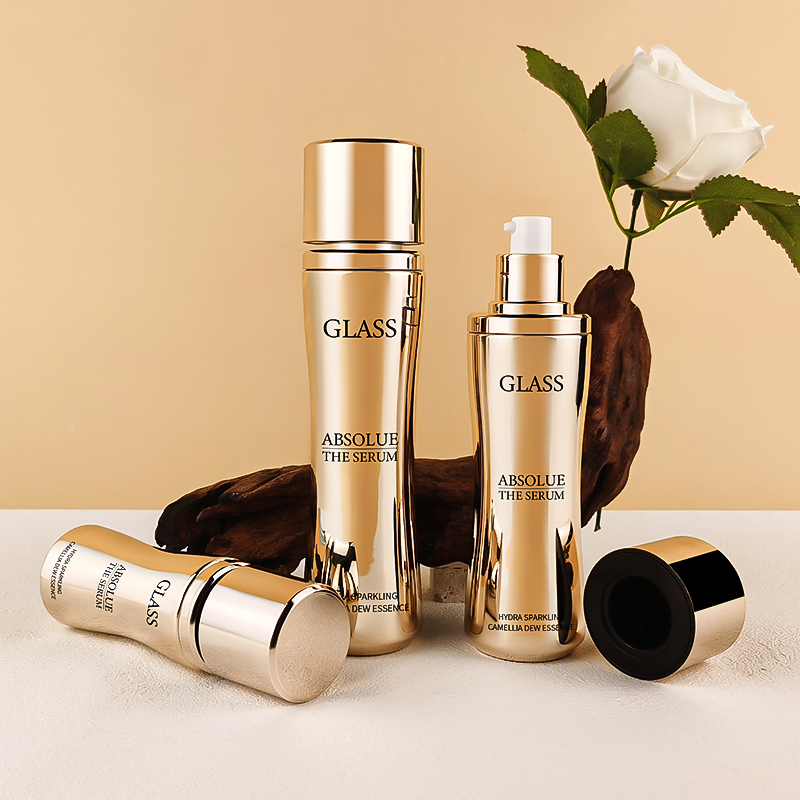 Wholesale High End Luxury Gold Skin Care Glass Bottles HY-2455